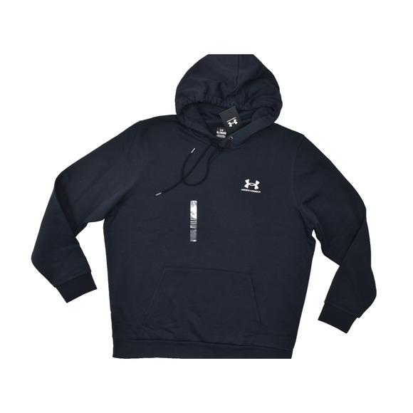 Under Armour Men's Black Essential Fleece Hoodie Loose Fit Size XL Cotton NEW - Picture 1 of 8
